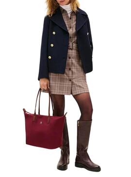 Borsa tote Tommy Hilfiger Popette granata per donna