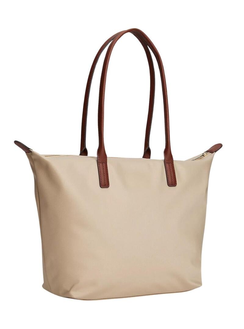 Borsa tote Tommy Hilfiger Popette beige per donna