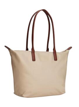 Borsa tote Tommy Hilfiger Popette beige per donna