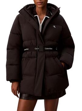 Cappotto Calvin Klein Jeans Belted Midweight nero per donna
