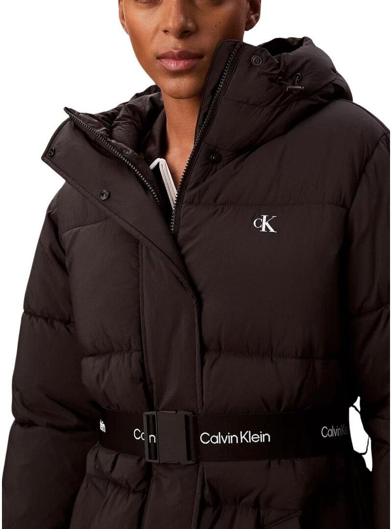 Cappotto Calvin Klein Jeans Belted Midweight nero per donna
