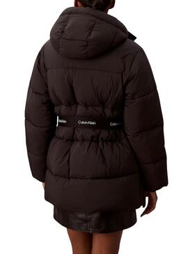 Cappotto Calvin Klein Jeans Belted Midweight nero per donna
