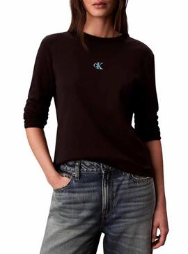 Maglietta Calvin Klein Jeans Satin Ombre Graphic nera per donna