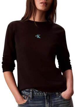 Maglietta Calvin Klein Jeans Satin Ombre Graphic nera per donna