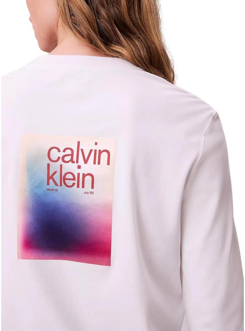 Maglietta Calvin Klein Jeans Satin Ombre Graphic bianca per donna