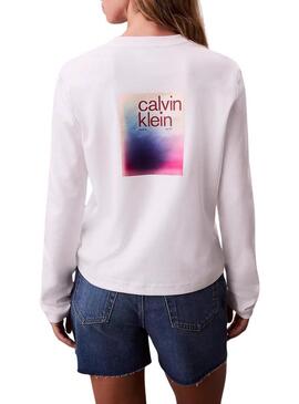 Maglietta Calvin Klein Jeans Satin Ombre Graphic bianca per donna