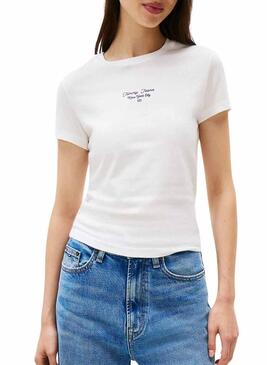 Maglietta Tommy Jeans Ess Logo bianca per donna