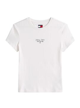 Maglietta Tommy Jeans Ess Logo bianca per donna