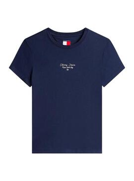 Maglietta Tommy Jeans Ess Logo blu per donna