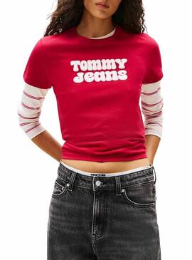 Maglietta Tommy Jeans Essential rossa per donna