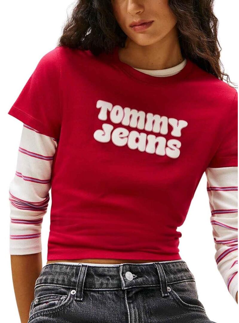 Maglietta Tommy Jeans Essential rossa per donna