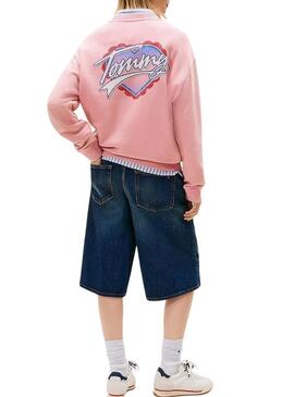 Felpa Tommy Jeans Heart rosa per donna