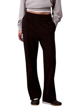 Pantaloni Calvin Klein Jeans Archive Logo French Terry neri per donna