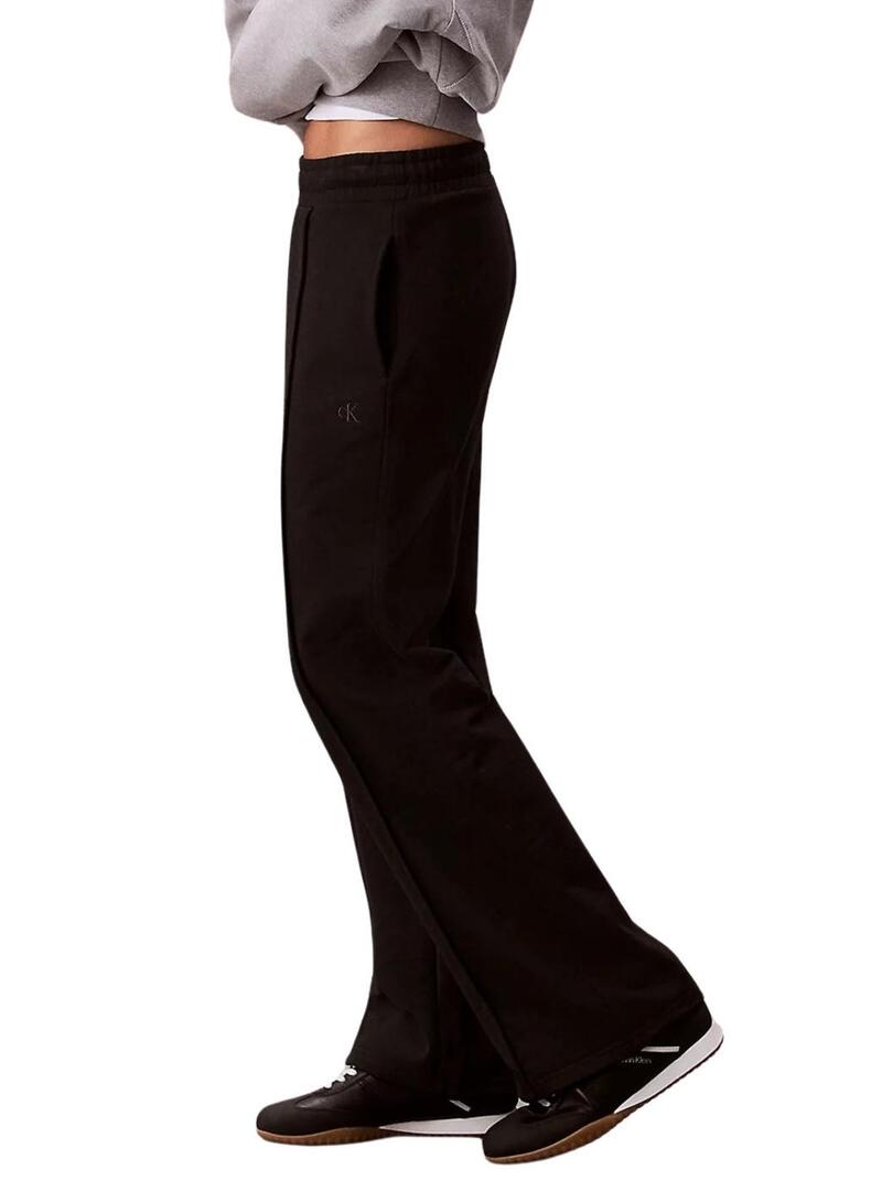 Pantaloni Calvin Klein Jeans Archive Logo French Terry neri per donna
