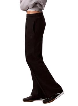 Pantaloni Calvin Klein Jeans Archive Logo French Terry neri per donna