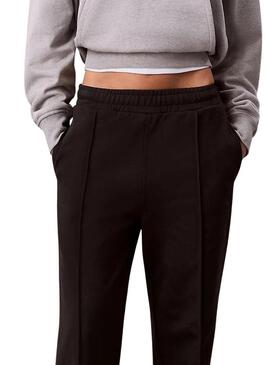 Pantaloni Calvin Klein Jeans Archive Logo French Terry neri per donna