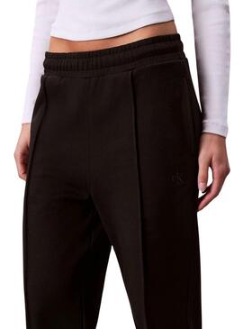 Pantaloni Calvin Klein Jeans Archive Logo French Terry neri per donna