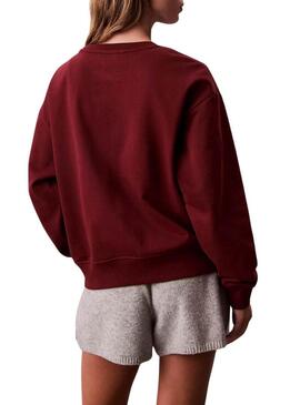 Felpa Calvin Klein Monologo French Terry bordeaux per donna