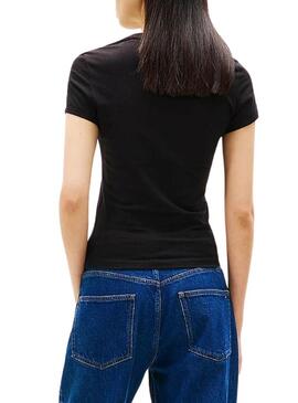 Maglietta Tommy Jeans Bling Linear nera per donna