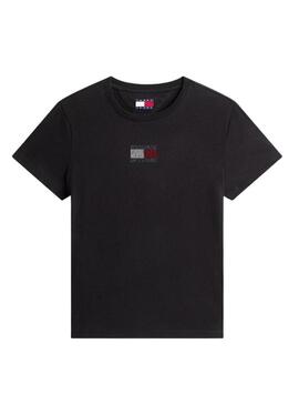 Maglietta Tommy Jeans Party Flag nera per donna