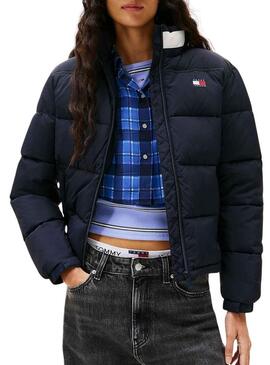 Giacca trapuntata Tommy Jeans Flag blu scuro per donna