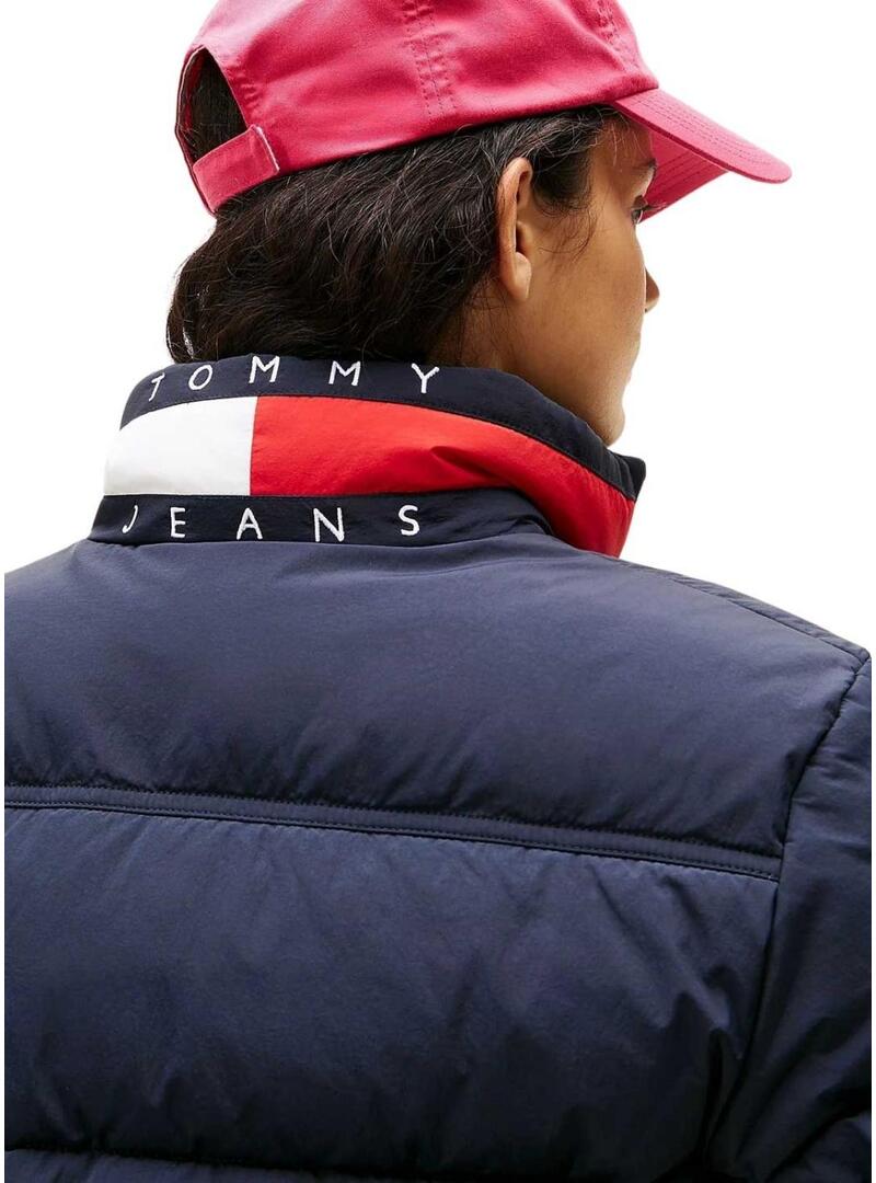 Giacca trapuntata Tommy Jeans Flag blu scuro per donna