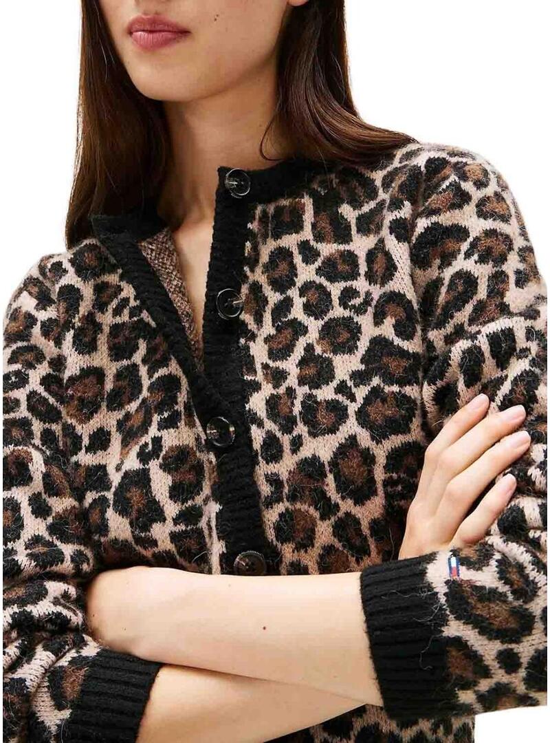 Giacca Tommy Jeans Leopard marrone per donna.