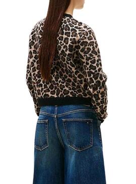 Giacca Tommy Jeans Leopard marrone per donna.