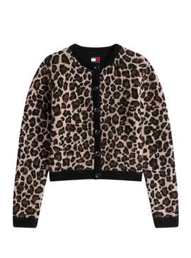 Giacca Tommy Jeans Leopard marrone per donna.