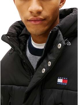 Parka Tommy Jeans mix nera per uomo