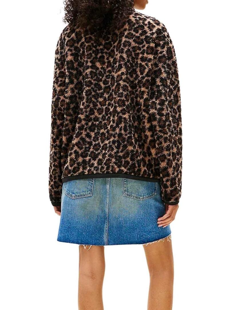 Giacca Tommy Jeans Teddy leopardata per donna