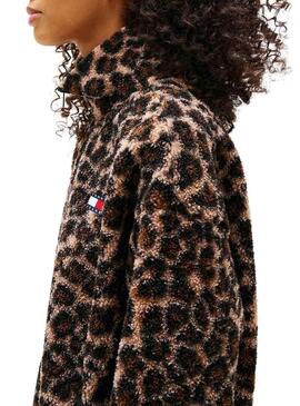 Giacca Tommy Jeans Teddy leopardata per donna