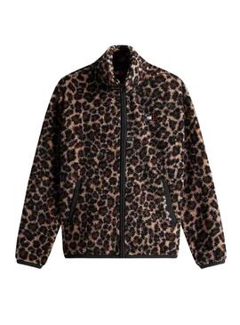 Giacca Tommy Jeans Teddy leopardata per donna