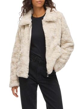 Giubbotto di pelliccia Vila Vidorte beige per donna