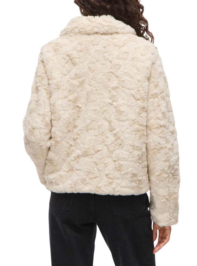 Giubbotto di pelliccia Vila Vidorte beige per donna