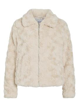 Giubbotto di pelliccia Vila Vidorte beige per donna