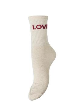 Calzini Pieces Anna beige per donna