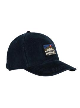 Cappello Superdry Graphic Cord Trucker in velluto a coste blu navy