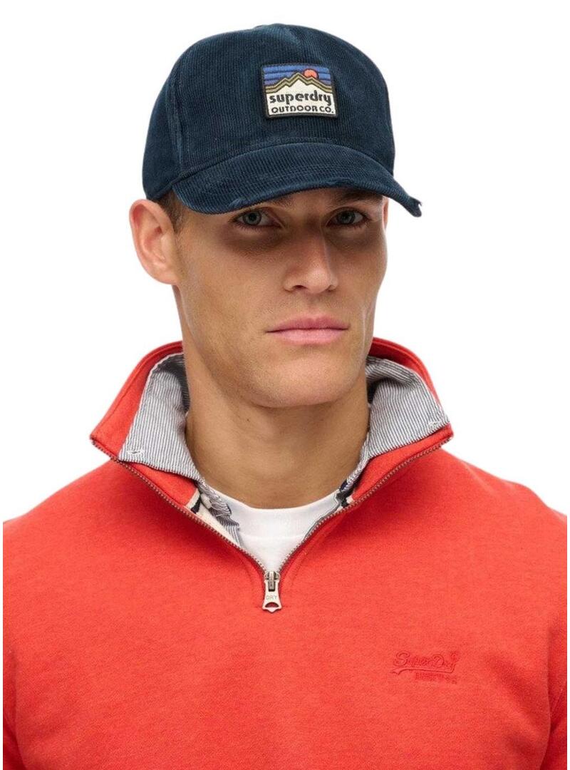Cappello Superdry Graphic Cord Trucker in velluto a coste blu navy