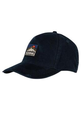 Cappello Superdry Graphic Cord Trucker in velluto a coste blu navy