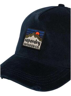 Cappello Superdry Graphic Cord Trucker in velluto a coste blu navy