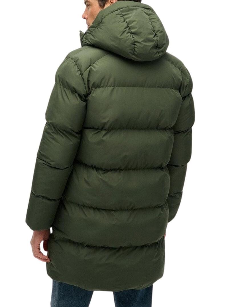 Giacca Superdry Hooded Sports Puffe Mid imbottita verde per uomo