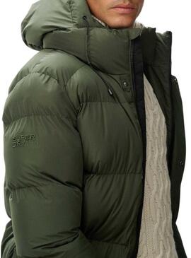 Giacca Superdry Hooded Sports Puffe Mid imbottita verde per uomo