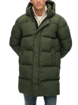 Giacca Superdry Hooded Sports Puffe Mid imbottita verde per uomo