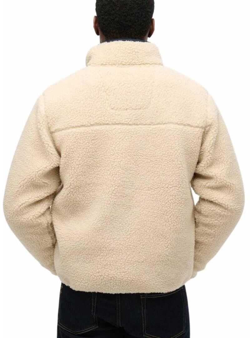 Polar Superdry Vintage Retro Full Zip beige per uomo.