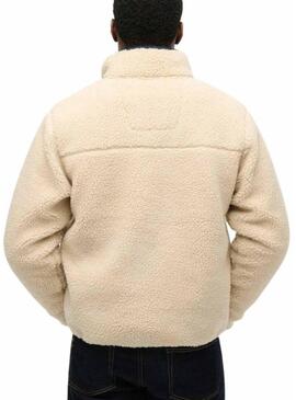 Polar Superdry Vintage Retro Full Zip beige per uomo.