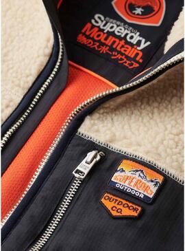 Polar Superdry Vintage Retro Full Zip beige per uomo.