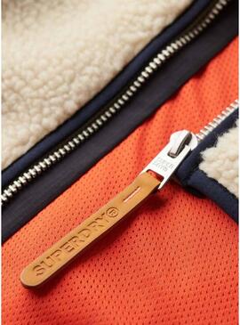 Polar Superdry Vintage Retro Full Zip beige per uomo.