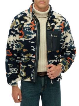 Felpa con zip stampata multicolore Superdry Polar per uomini