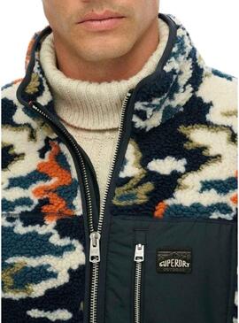 Felpa con zip stampata multicolore Superdry Polar per uomini